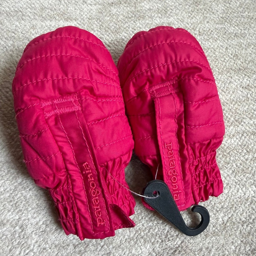 Patagonia‎ Baby Puff Mittens Pink 3-6M Quilted Winter Snow Gloves